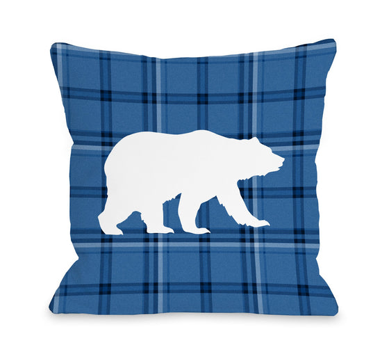 Bear Blue Plaid Throw Pillow - Cabin Decor - Premier Home & Gifts