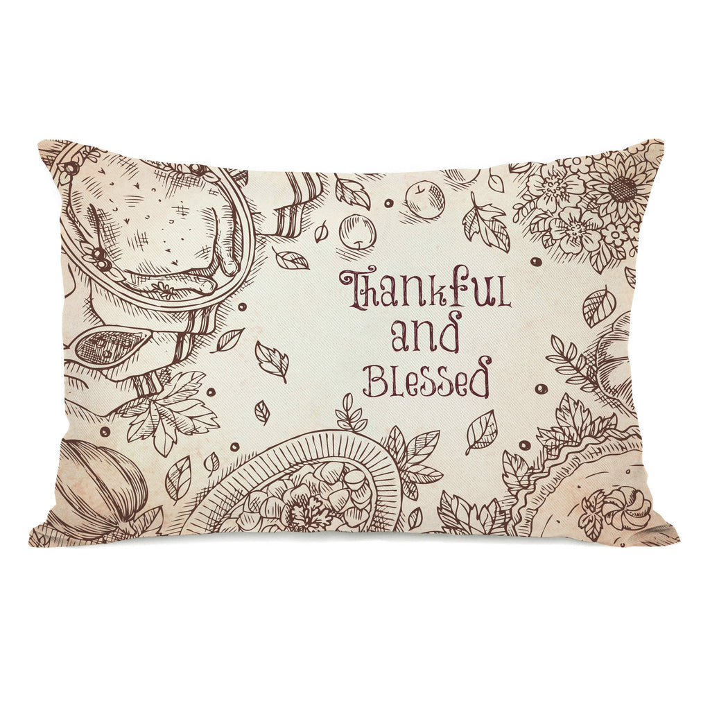 Thankful and Blessed Lumbar Throw Pillow - Fall Decor - Premier Home & Gifts