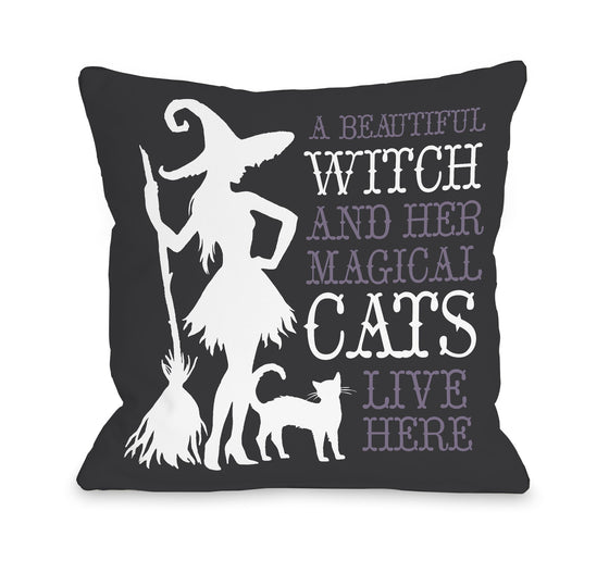 Beautiful Witch Throw Pillow - Premier Home & Gifts - Halloween Decorative Pillows