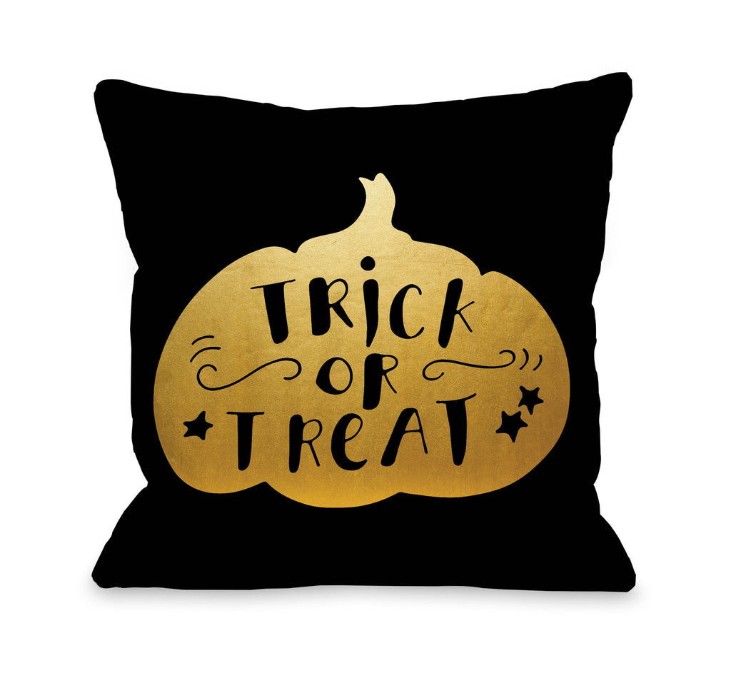Trick or Treat Gold Pumpkin Throw Pillow - Halloween Decor - Premier Home & Gifts