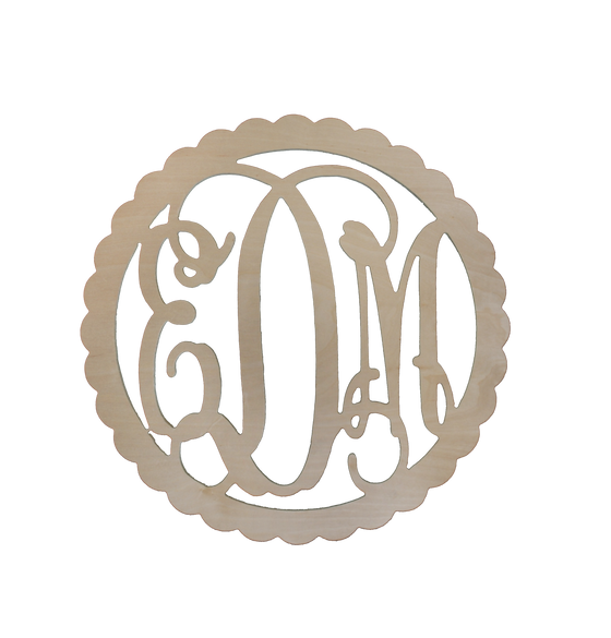 Scallop Wood Monogram - Monogrammed Gifts