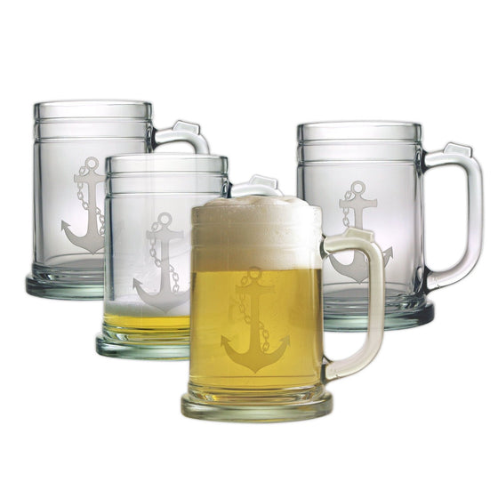 Anchor Tankard Beer Mugs ~ Set of 4