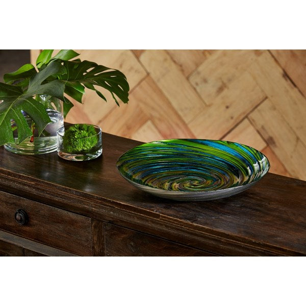 Coastal Swirl Decorative Glass Bowl