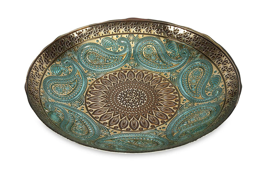 Peacock Paisley Decorative Glass Bowl