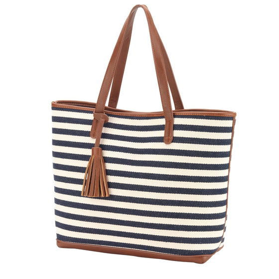 Chandler Stripe Tote Bag - Navy