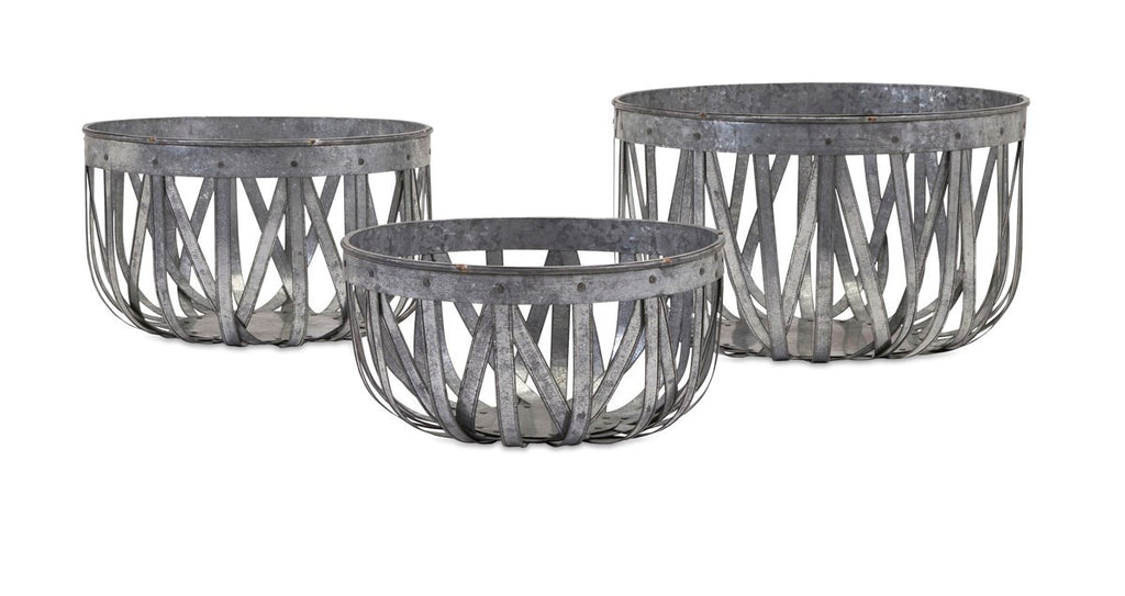 Ada Galvanized Baskets - Set of 3 | Premier Home & Gifts