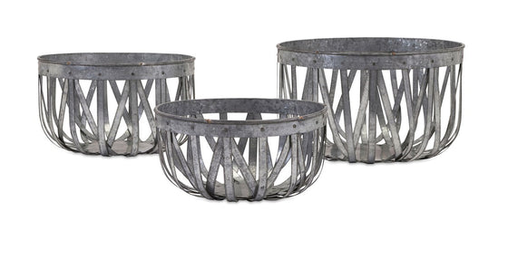Ada Galvanized Baskets - Set of 3 | Premier Home & Gifts