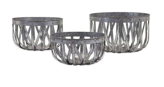 Ada Galvanized Baskets - Set of 3 | Premier Home & Gifts