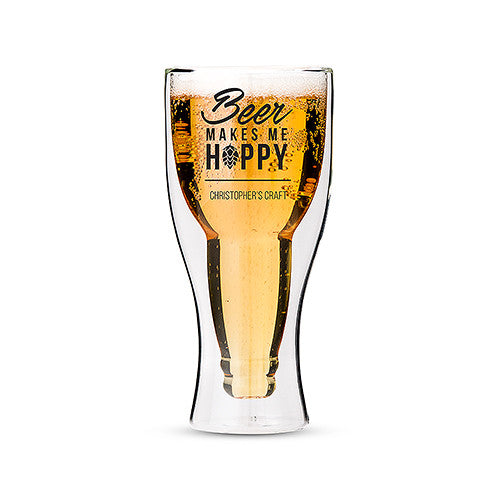 Beer Makes Me Hoppy - Double Walled Beer Glass | Premier Home & Gifts
