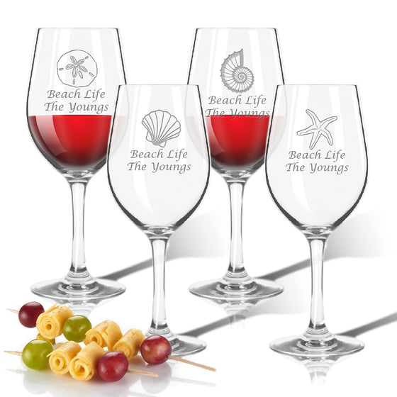 Seashells Outdoor Acrylic Wine Glasses - Unbreakable Glassware