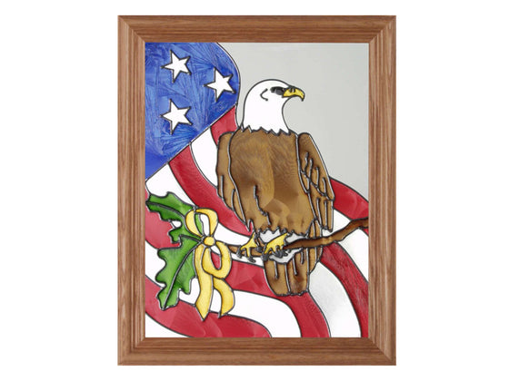 Eagle Branch Hand Painted Stained Glass Art