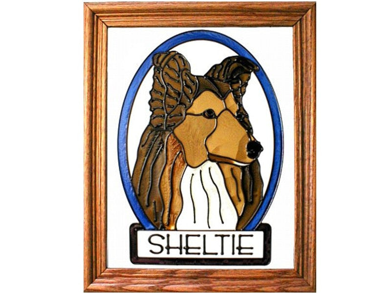 Sheltie Hand Painted Stained Glass Art