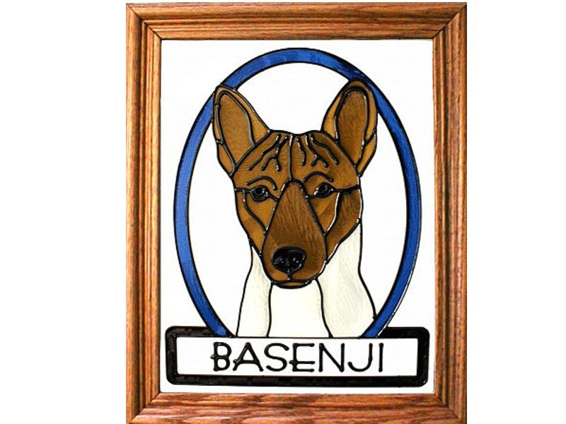 Basenji Dog Hand Painted Stained Glass Art