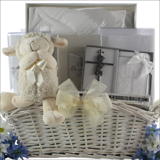 Baptism Blessings Baby Boy Gift Basket - Premier Home & Gifts