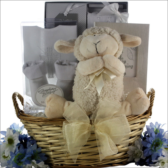 Bless This Baby Boy Christening Baptism Gift Basket - Premier Home & Gifts