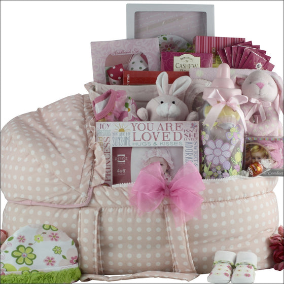 Best Wishes Baby Girl Lux Baby Gift Basket - Premier Home & Gifts