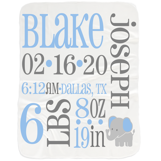 Baby Boy Birth Stats Blanket - Baby Shower Gifts for Baby Boys