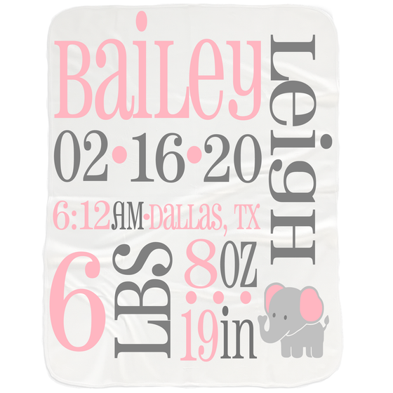 Baby Girl Birth Stats Blanket - Baby Shower Gifts for Girls