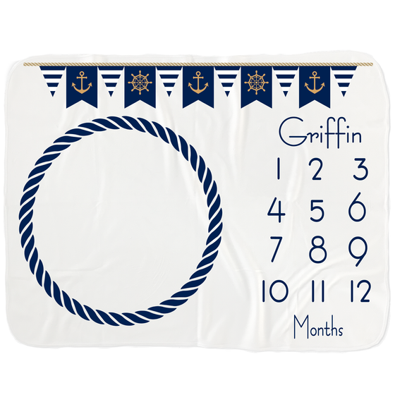 Baby Milestone Blanket - Nautical Gifts for Baby Boys