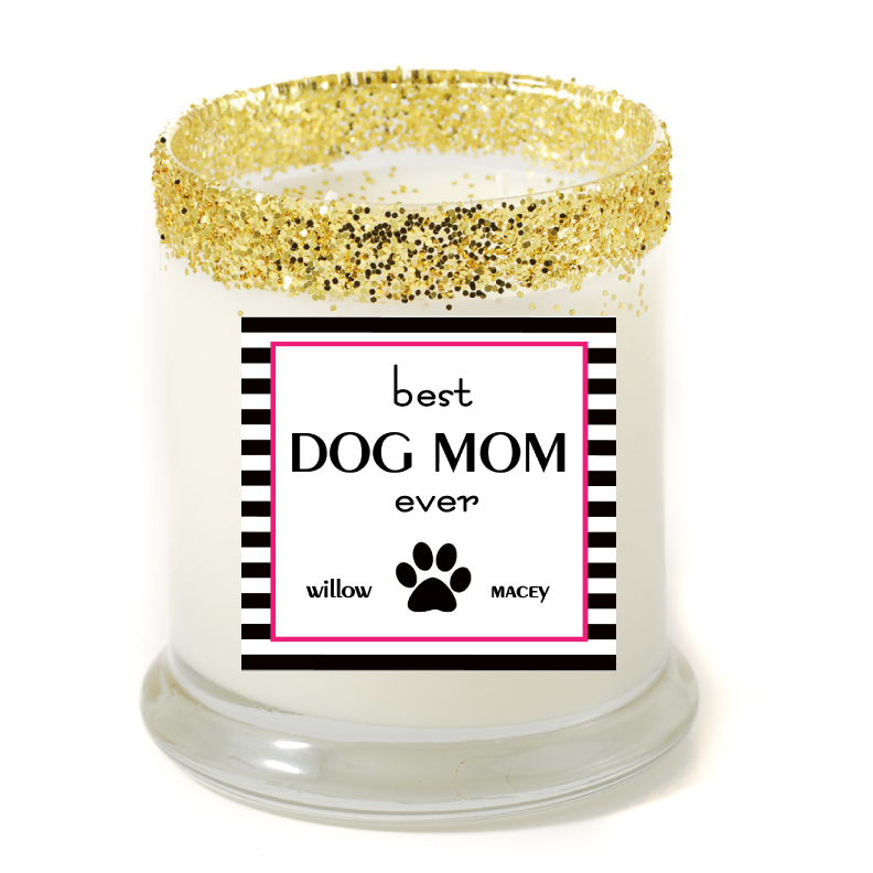 Best Dog Mom Ever Stripes Personalized Candle - Pet Gifts - Premier Home & Gifts