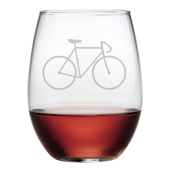 Bicycle Stemless Wine Glasses - Set of 4 | Premier Home & Gifts