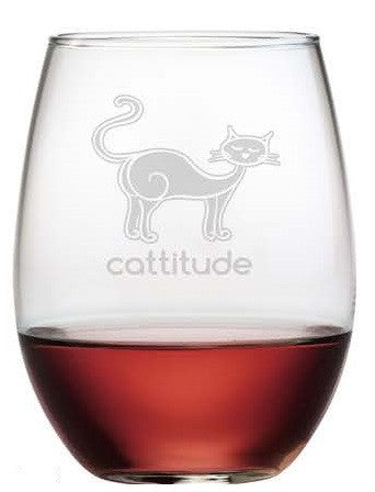 Cattitude Stemless Wine Glasses