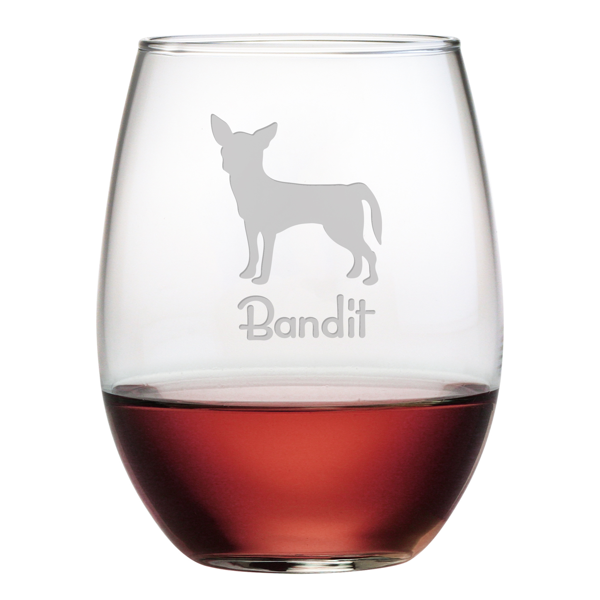 Chihuahua Stemless Wine Glasses