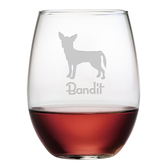 Chihuahua Stemless Wine Glasses - Personalized