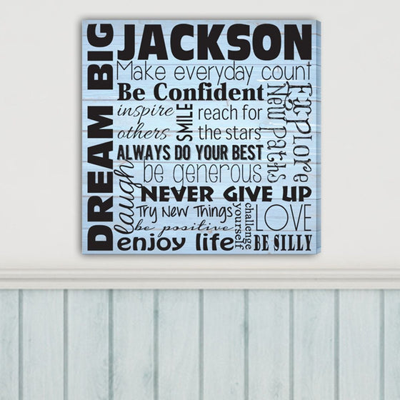 Dream Big Personalized Canvas Sign - Gifts for Boys