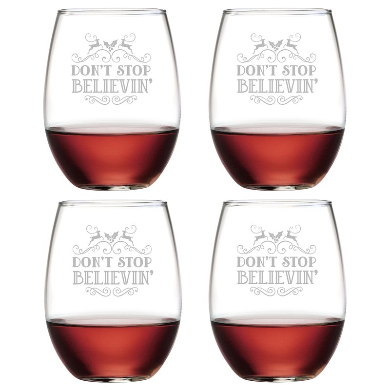 Don't Stop Believin' ~ Stemless Wine Glasses | Christmas Gifts