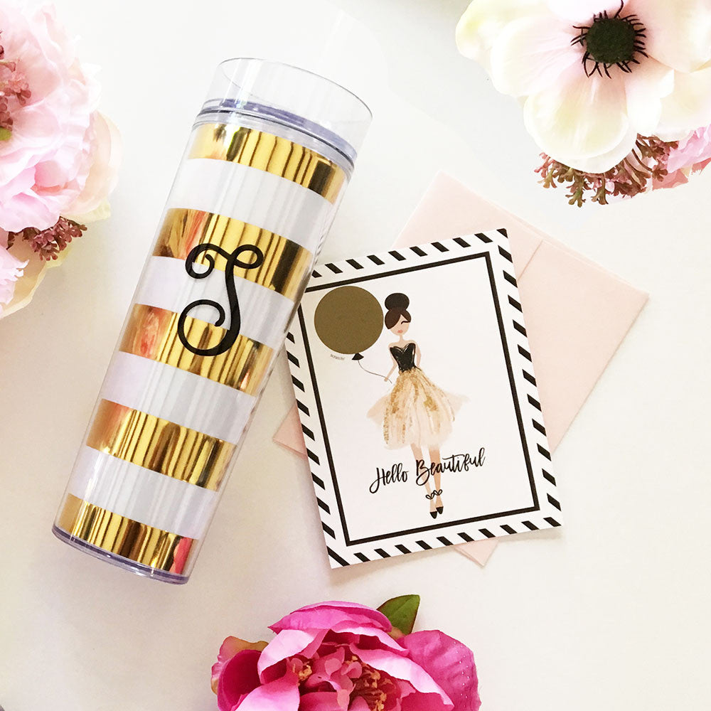 Bold Stripes Tumbler - Personalized Initial Cup Bridal Favor