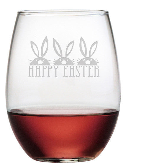 Easter Bunnies Stemless Wine Glasses ~ Set of 4