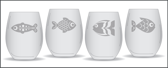 Fish Assortment ~ Stemless Wine Glasses