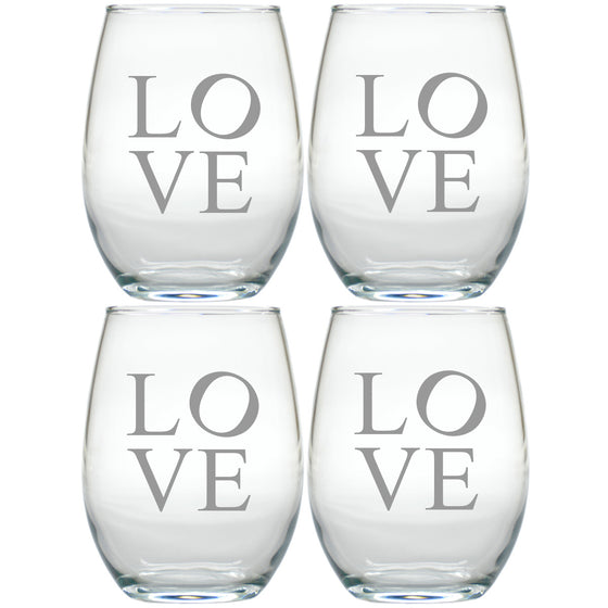 Crazy in Love ~ Stemless Wine Glasses ~ Set of 4