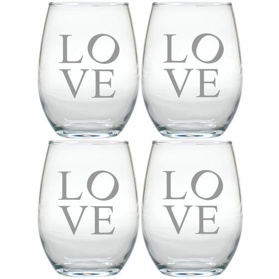 Crazy in Love ~ Stemless Wine Glasses ~ Set of 4