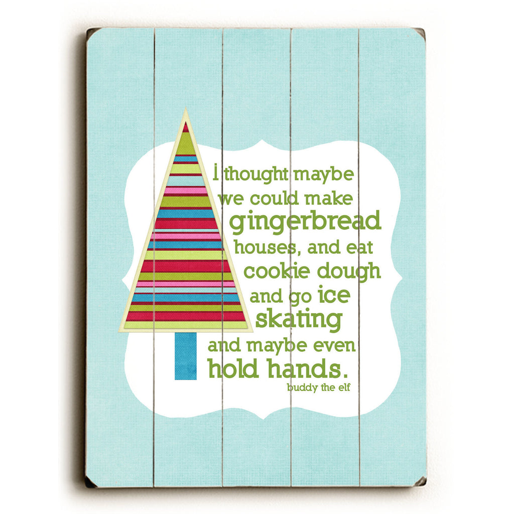Gingerbread Houses Wood Sign - Blue