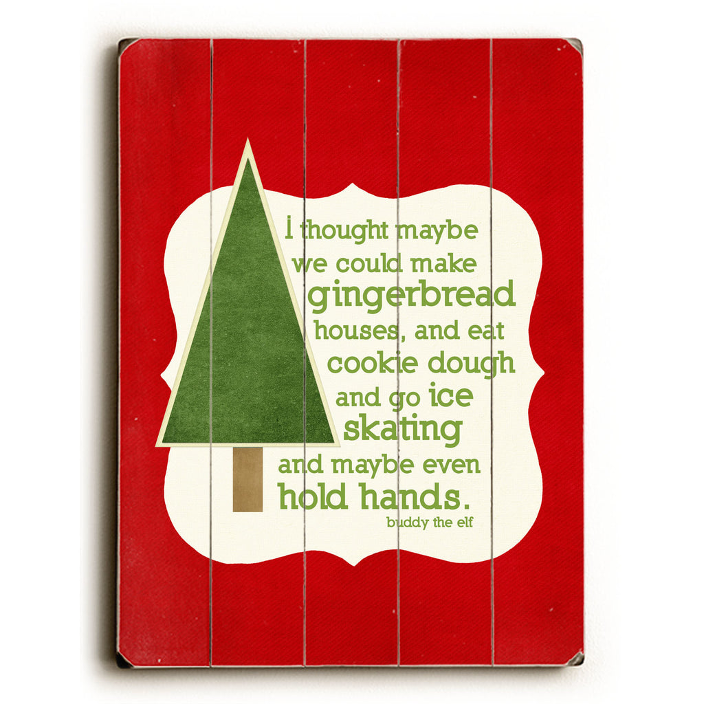 Gingerbread Houses Wood Sign - Red