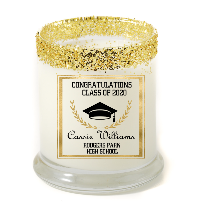 Graduation Gold Personalized Candle - Graduation Gifts - Premier Home & Gifts
