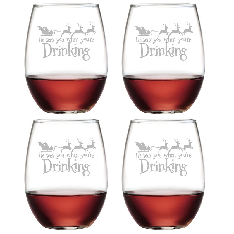 You're Drinking Christmas Stemless Wine Glasses - Christmas Gifts