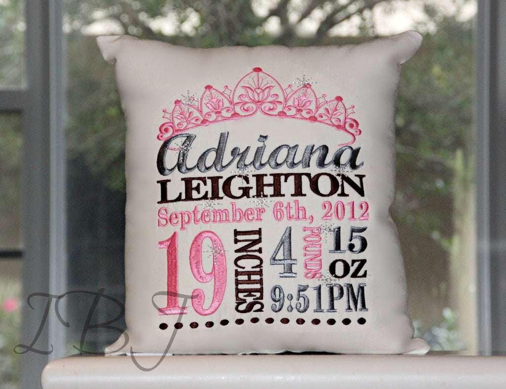 Princess Birth Announcement Pillow