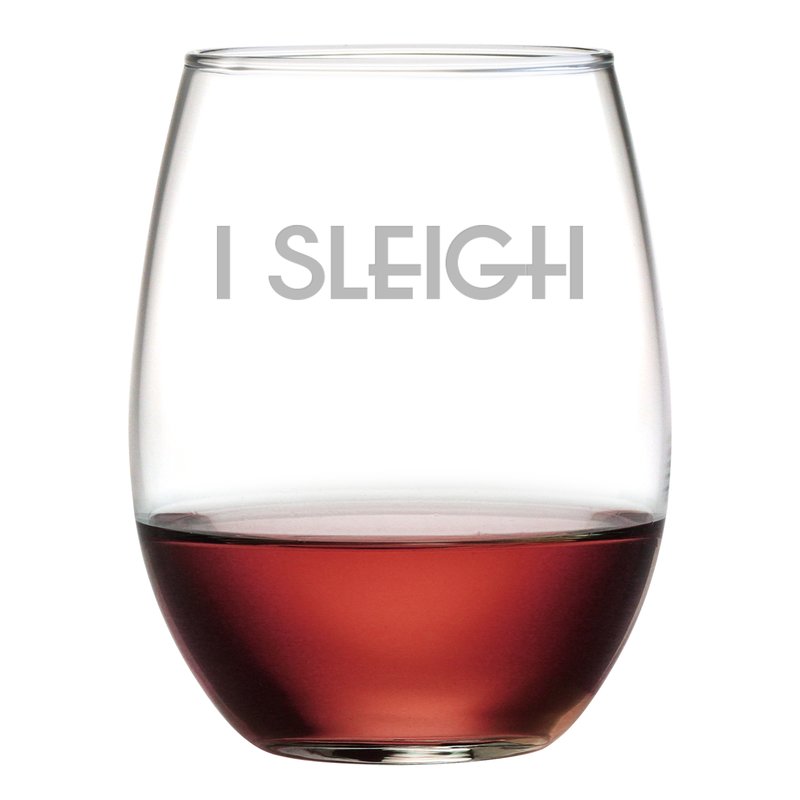 I Sleigh ~ Stemless Wine Glasses | Christmas Wine Glasses