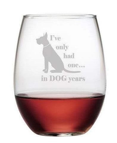 In Dog Wines Stemless Etched Wine Glass — Amanda's Little Shoppe