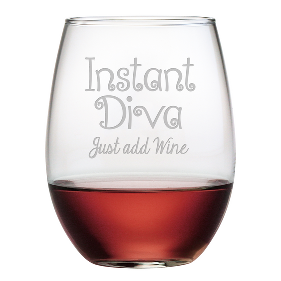 Instant Diva Stemless Wine Glasses