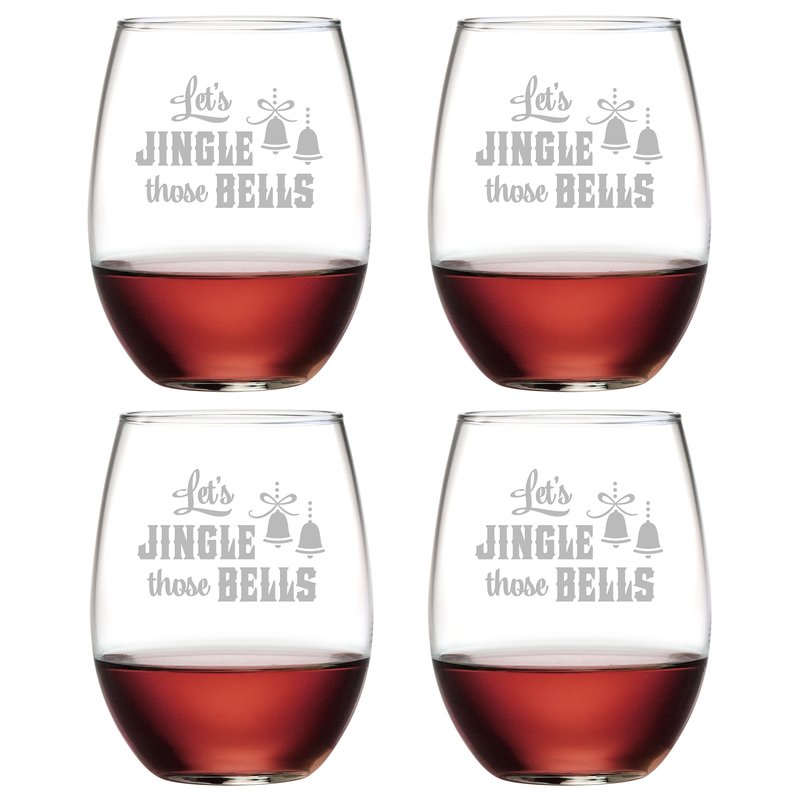 Jingle Those Bells Christmas Stemless Wine Glasses - Christmas Gifts