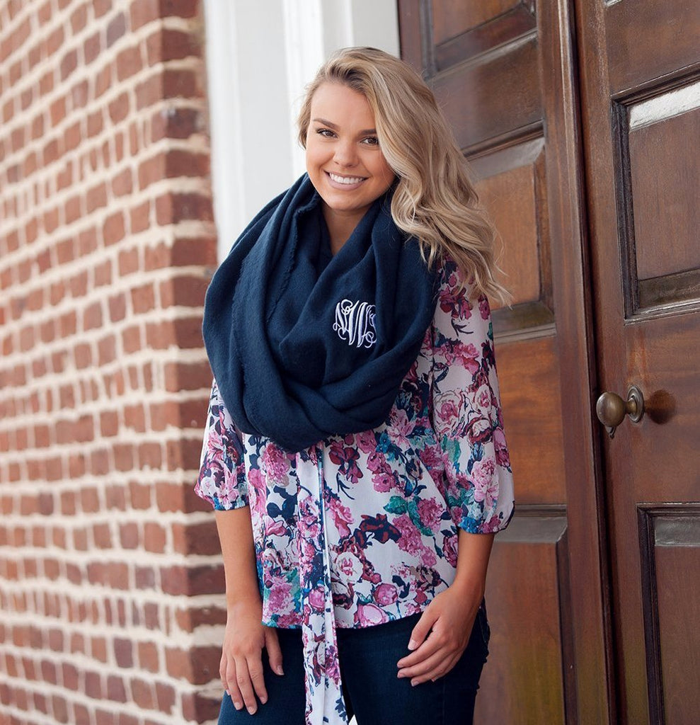 Infinity Scarf Monogrammed - Navy