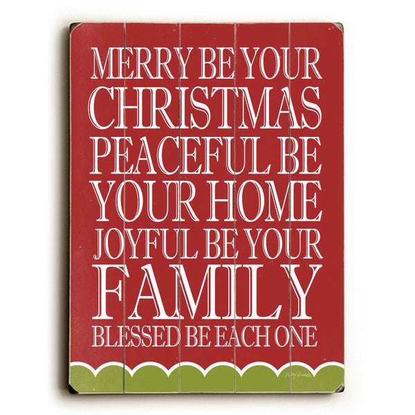 Merry Peaceful Joyful Wood Sign