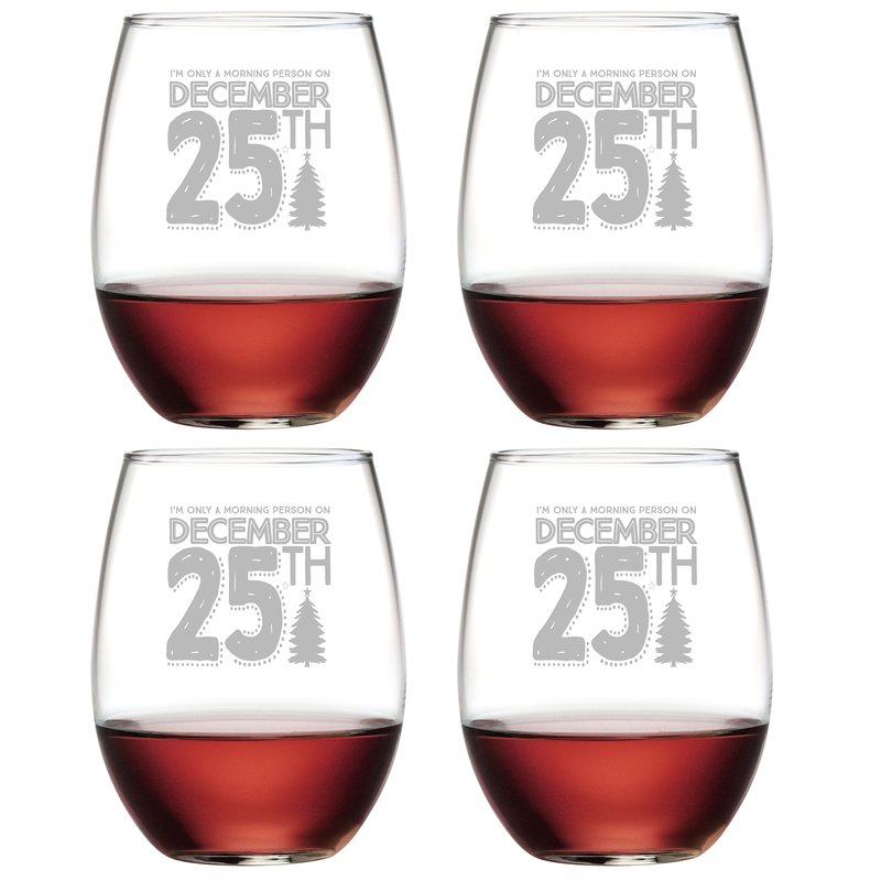 Morning Person Christmas Stemless Wine Glasses - Christmas Gifts