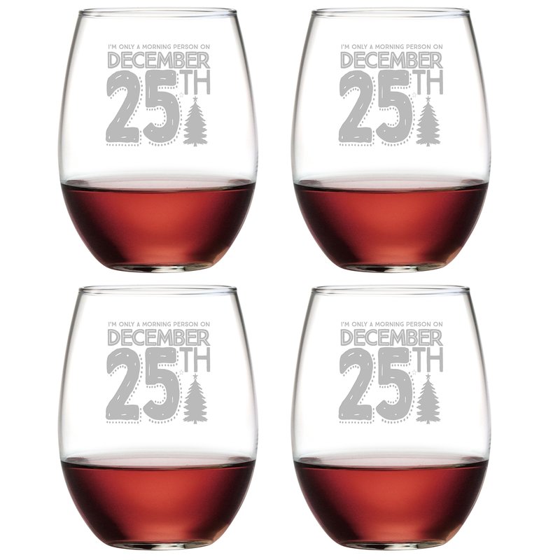 Morning Person Christmas Stemless Wine Glasses - Christmas Gifts