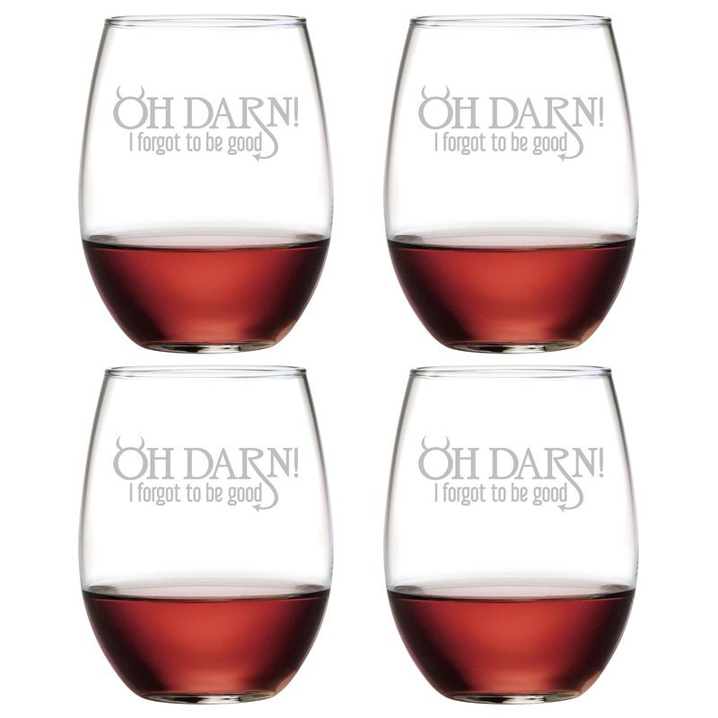 Oh Darn Christmas Stemless Wine Glasses - Christmas Gifts