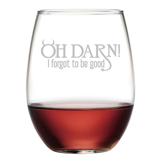 Oh Darn Christmas Stemless Wine Glasses - Christmas Gifts